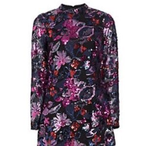 MONIQUE LHUILLIER LONG SLEEVE SEQUIN MINIDRESS